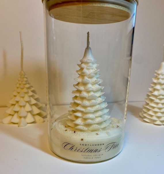Weihnachtstanne im Glas Kerze mit Tannenbaum im Schnee, handgemachtes Geschenk schöne Deko zu Weihnachten,Weihnachtskerze Tanne, Dekoration
