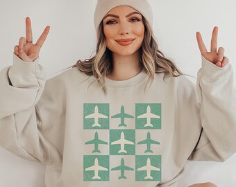 Distressed Airplane Pilot Sweatshirt: Aviation Enthusiast Gift