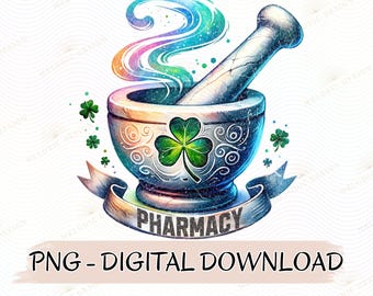St Patricks Day Pharmacist PNG, Distressed Shamrock (Digital Download)