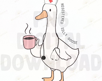 Enfermera de ganso tonta PNG, regalo divertido, descarga digital