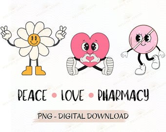Peace Love Pharmacy PNG, Sublimation Design (Digital Download)