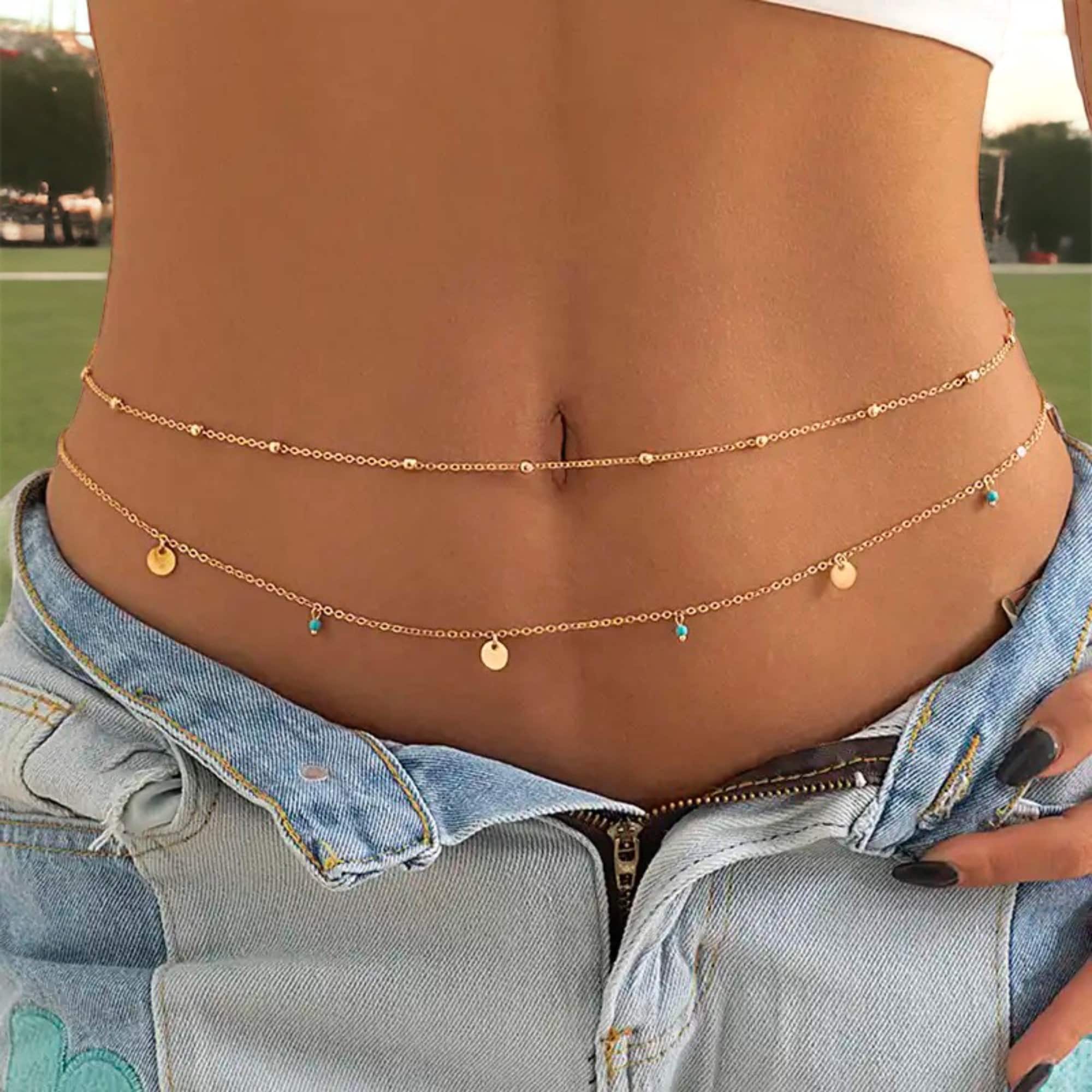 Kakaco Rhinestone Gold Body Chain Harness Crystal Bra Chains Beach Bikini  Body Accessories Jewelry for Women and Girls
