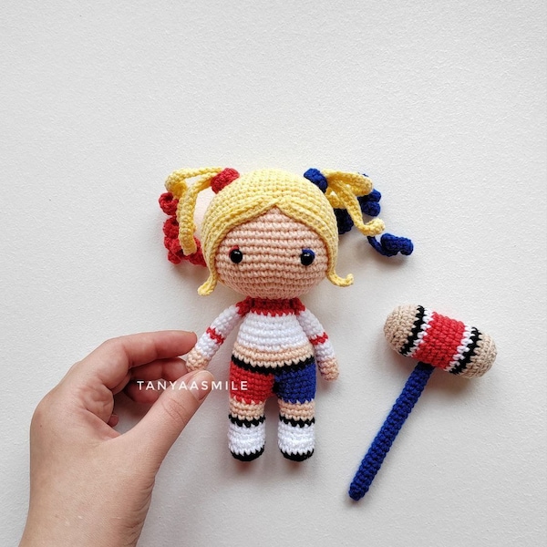 Crochet pattern the girl clown, English pdf file, 15 cm doll, anti hero crochet amigumi pattern, princess crochet, crochet tutorial