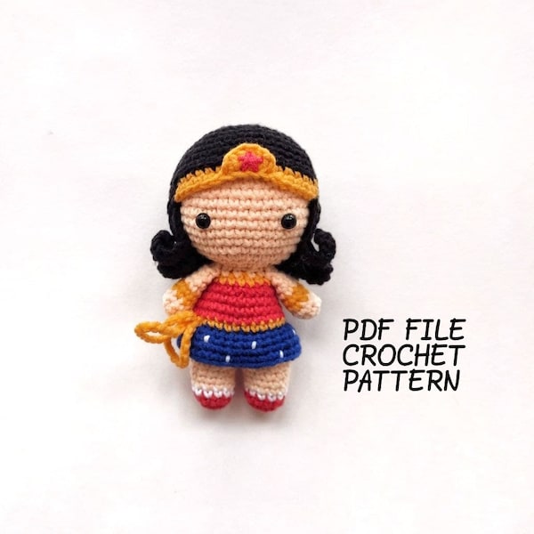 Crochet pattern little super hero, English pdf file, 11 cm doll, superhero crochet, crochet heroes, amigurumi pattern, crochet cute doll