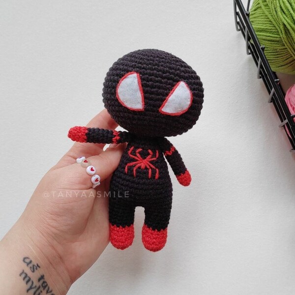 Crochet pattern super spider, English pdf file, 15 cm doll, amigurumi doll, spider crochet, tanyaasmile