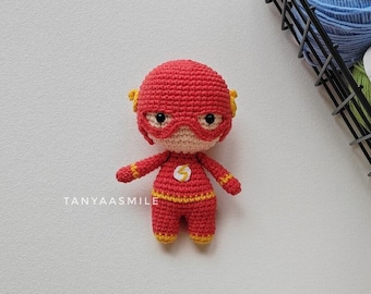 Crochet pattern little Flash, English pdf file, 12 cm doll, superhero crochet, crochet heroes, amigurumi pattern, crochet cute doll
