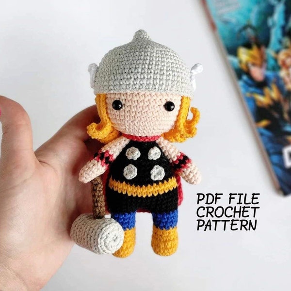 Crochet pattern Hero, English pdf file, 15 cm doll, superhero crochet, crochet heroes, amigurumi pattern, crochet cute doll