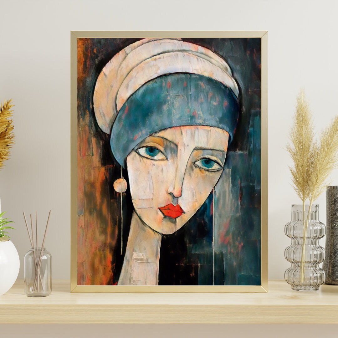 Modigliani Inspired Girl With a Pearl Earring Printable Wall
