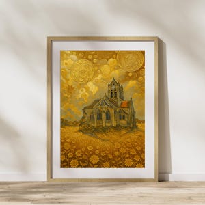 Sternenhimmel - Klimt & Van Gogh inspiriert Digitaldruck, Abstrakte Kirchennacht Poster, spirituelle Wandkunst, Sofort Download