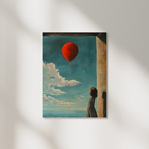 Banksy's Girl with Balloon - Magritte Inspired - Printable Wall Art Download - High-Res PNG - Home Decor - Ideal Gift for Art Lovers