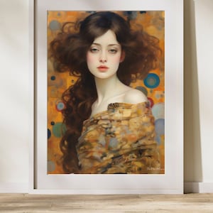 Gustav Klimt-inspired Mona Lisa: Printable Wall Art of the Iconic Lady - High-Res PNG - Perfect Home Decor, Gift for Art & Klimt Lovers