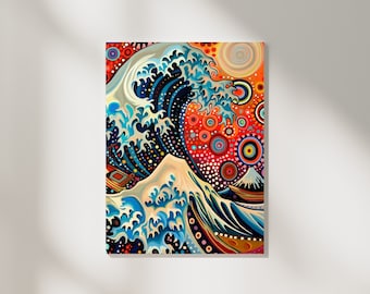 Yayoi Kusama Style - The Great Wave Inspired  - Printable Wall Art Download - High-Res PNG - Home Decor - Ideal Gift for Art Lovers