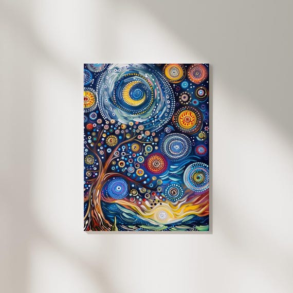 Starry Night by Van Gogh - Yayoi Kusama Inspired - Printable
