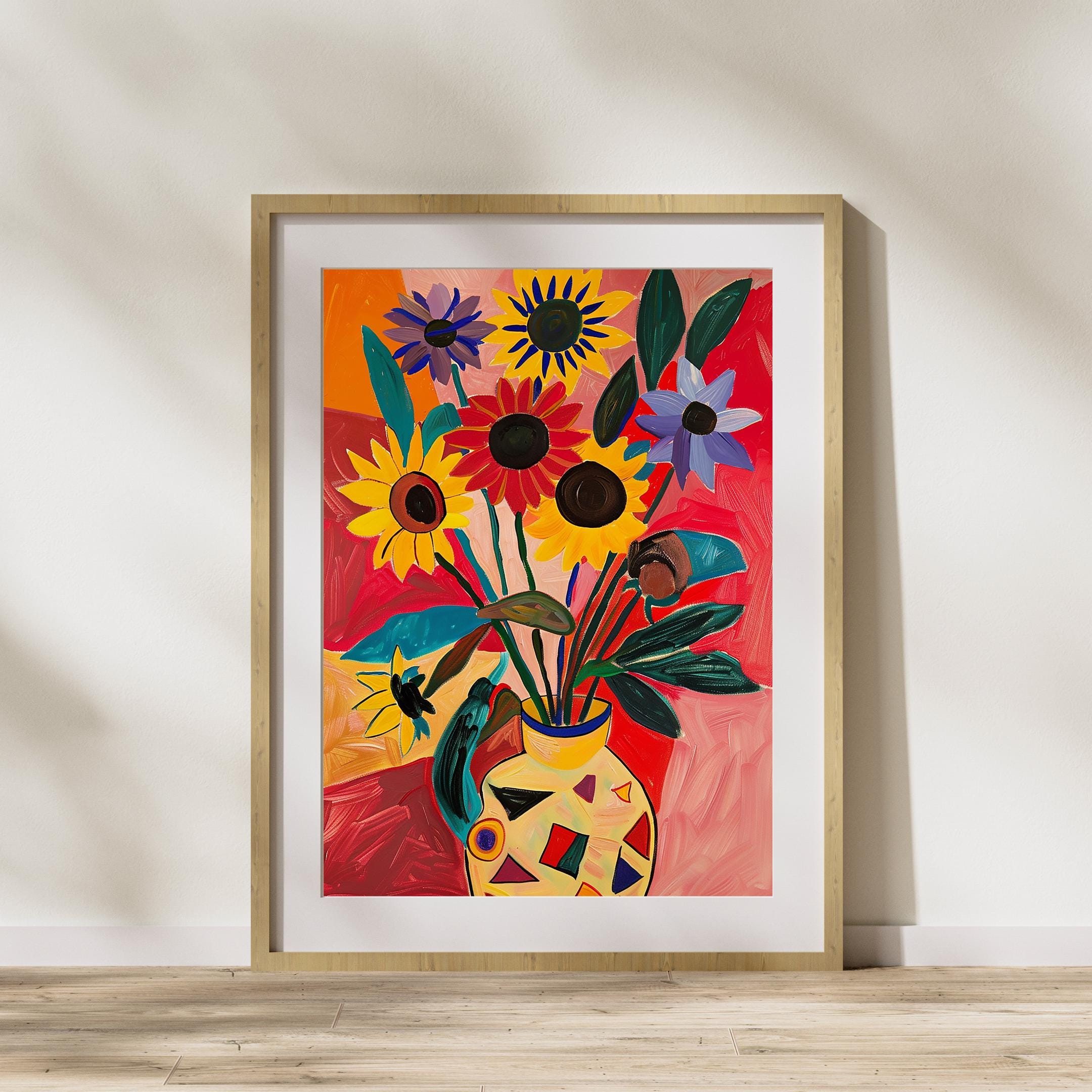 Joyful Sunflowers – Digital Print Inspired by Henri Matisse & Van
