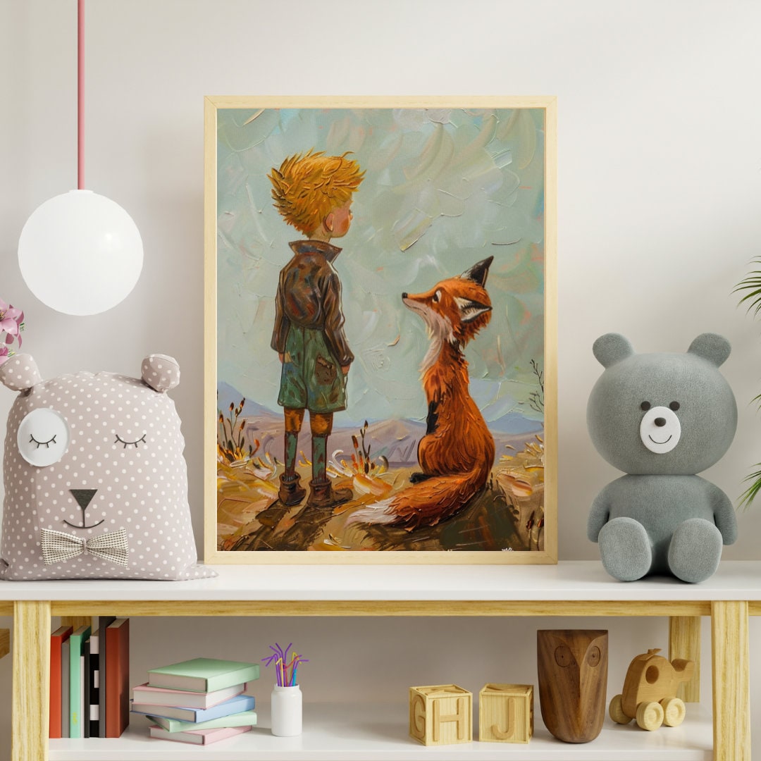 The Little Prince 腕輪 アニマル レア 希少 絵本 希少 5 The Little Prince & the Fox - Van Gogh-inspired Animal Wall Art