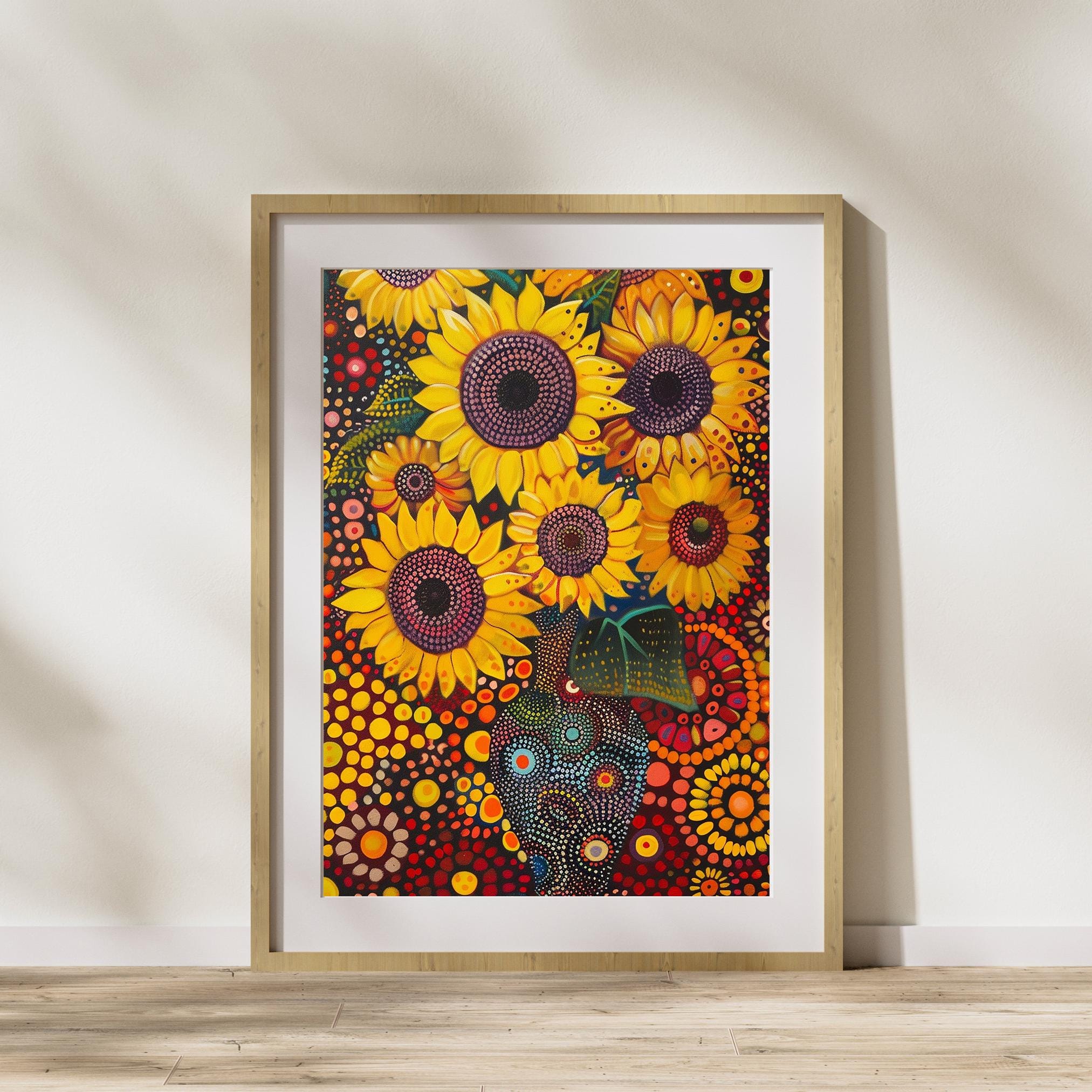 Sunflowers by Van Gogh - Yayoi Kusama Inspired - Printable