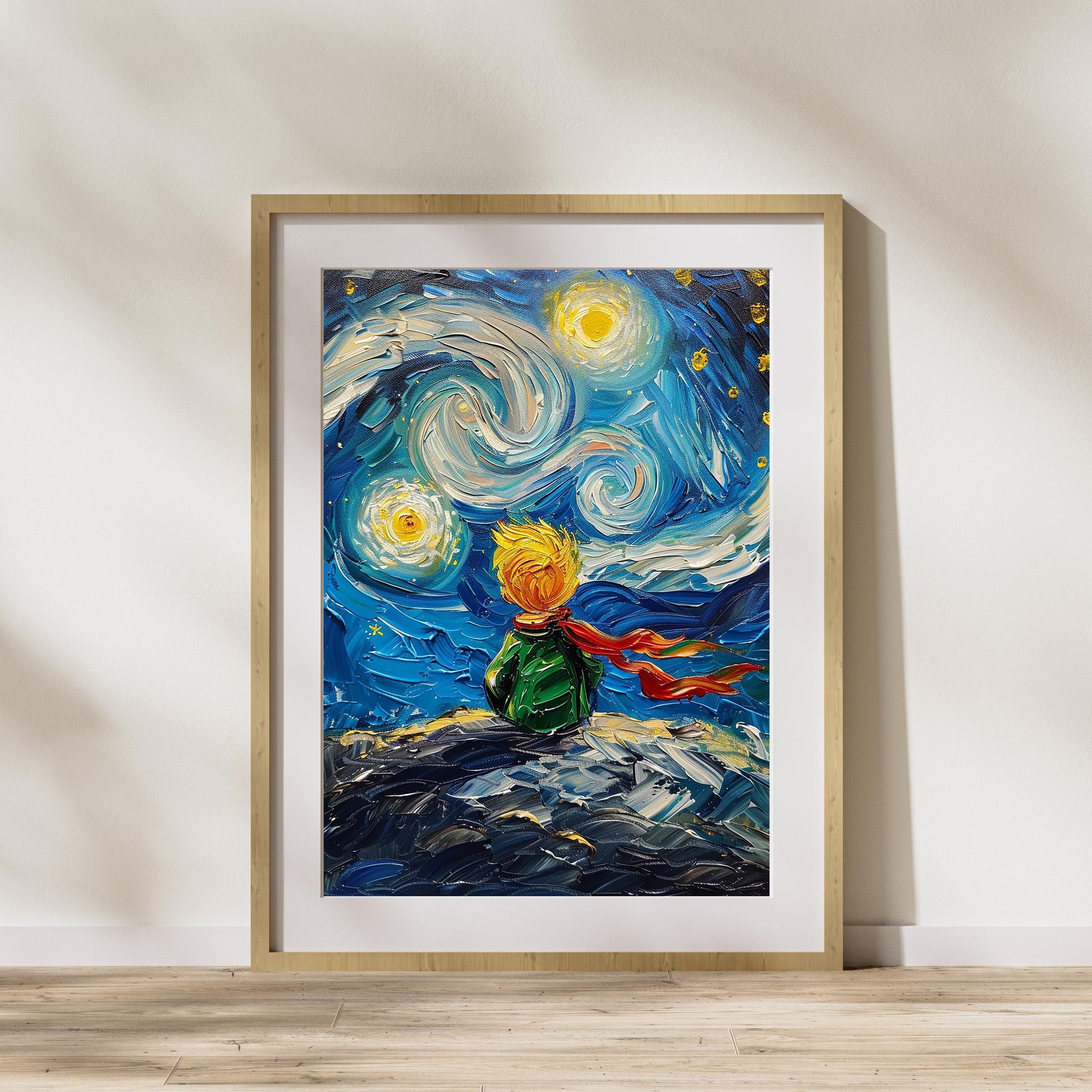 月明かりに照らされた星の王子さま - ゴッホにインスパイアされた