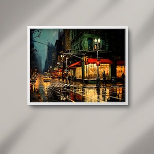 Edward Hopper Inspired - Amerykański realizm - Nowy Jork - Pobierz wydrukowaną grafikę ścienną - PNG o wysokiej rozdzielczości - Wystrój domu - Idealny prezent dla miłośnika sztuki