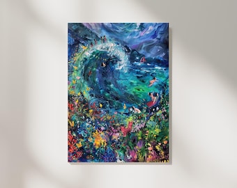 The Great Wave - Marc Chagall Inspired  - Printable Wall Art Download - High-Res PNG - Home Decor - Ideal Gift for Art Lovers