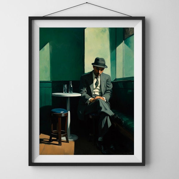 Inspiré d'Edward Hopper - Réalisme américain - Solitude - Téléchargement d'art mural imprimable - PNG haute résolution - Décoration d'intérieur - Cadeau idéal pour les amateurs d'art