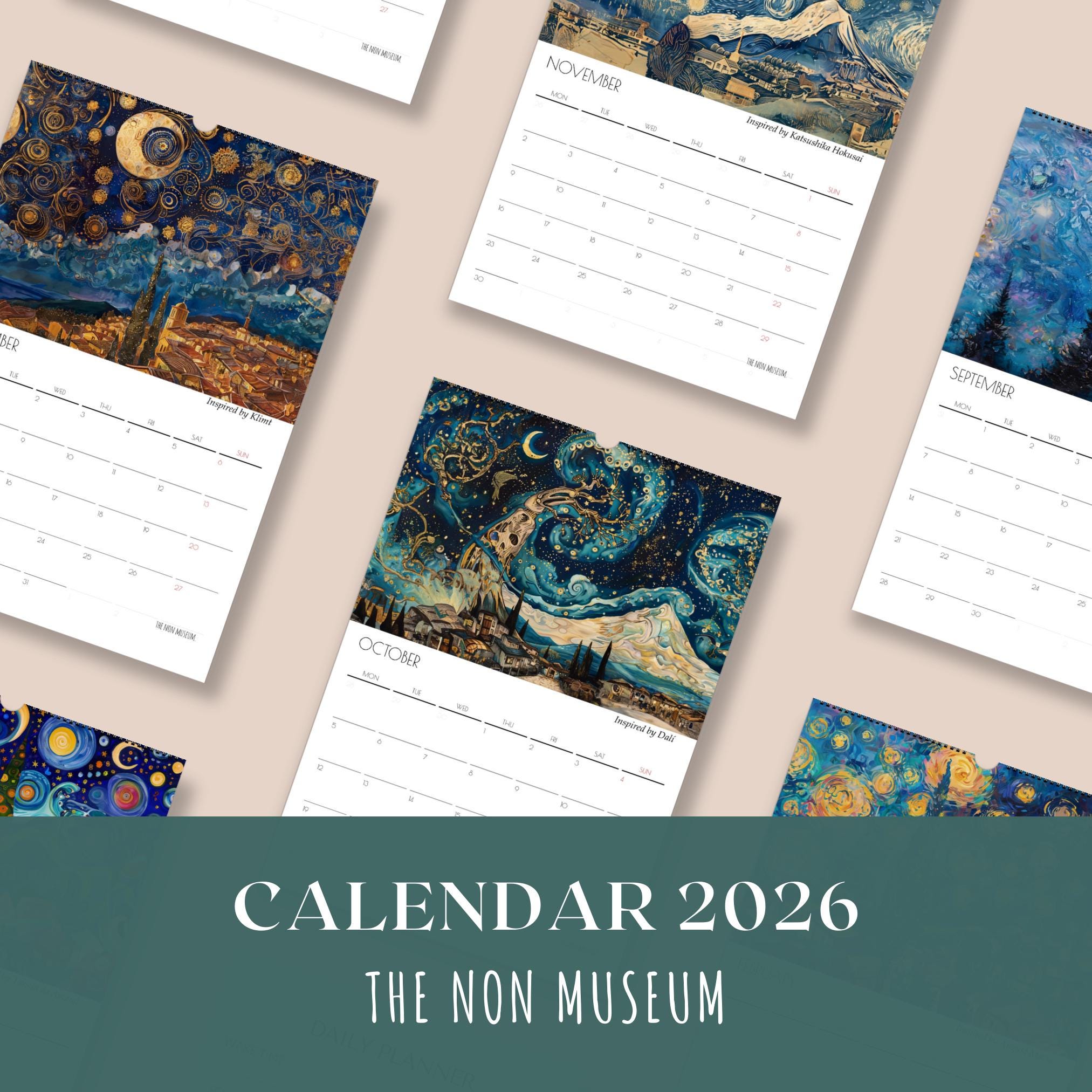 2026年壁掛けアートカレンダー | モネ、クリムト、草間彌生、ダリらが
