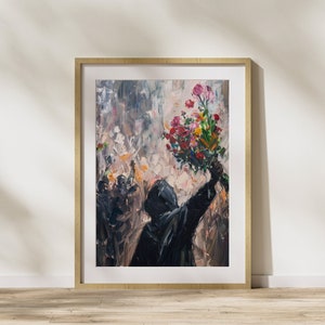 Banksy's Flower Thrower - Tribute - Morisot Inspired - Printable Wall Art Download - High-Res PNG - Home Decor - Ideal Gift for Art Lovers