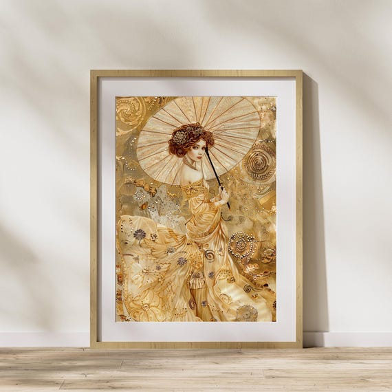 Woman With a Parasol - Gustav Klimt Inspired - Printable Woman With a Parasol - Gustav Klimt Inspired - Printable