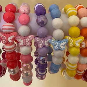 Butterfly Design Beaded Dog Necklace: Elastic Stretch Pet Collar, 20mm  Acrylic beads