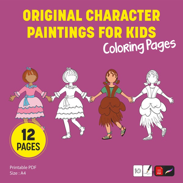 12 Orginal Character Paintings For Kids, Printable coloring pages for kids, toddlers, preschoolers, Coloring Book Coloring Page, Preschool