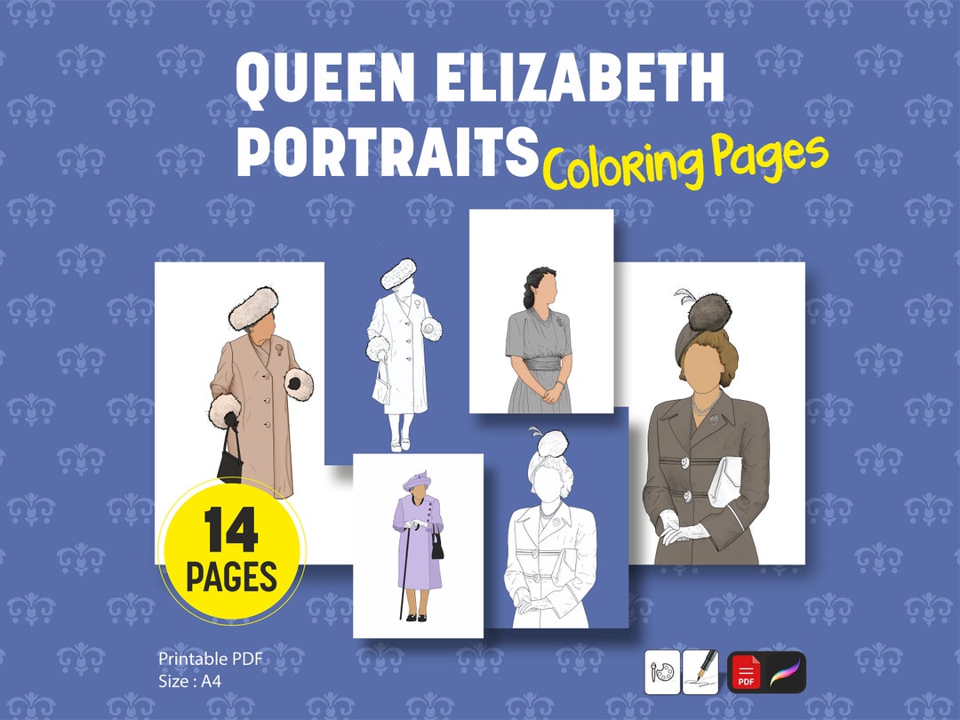 Queen Elizabeth Portraits Coloring Pages, Queen Elizabeth Printable ...