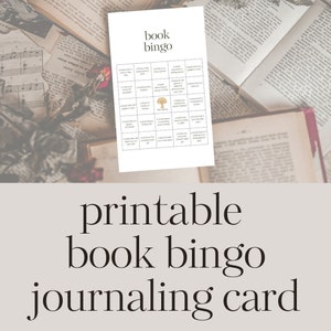 Printable Journal Cards, Book Bingo Journaling Card, Reading Journal Printable, Reading Challenge Printable