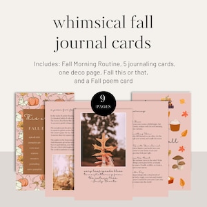 Printable Journal Cards, Whimsical Fall Journal Cards, planner printables, printable journal cards, bullet journal, ring planner