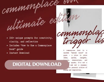 Elenco dei trigger del Commonplace Book • Oltre 100 prompt, guida alla scrittura di un diario (PDF stampabile)