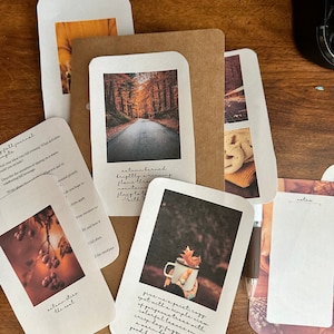 Afdrukbare dagboekkaarten, esthetische gezellige herfstdagboekkaartenset met 20 prompts, plannerprintables, bullet journal, ringplanner