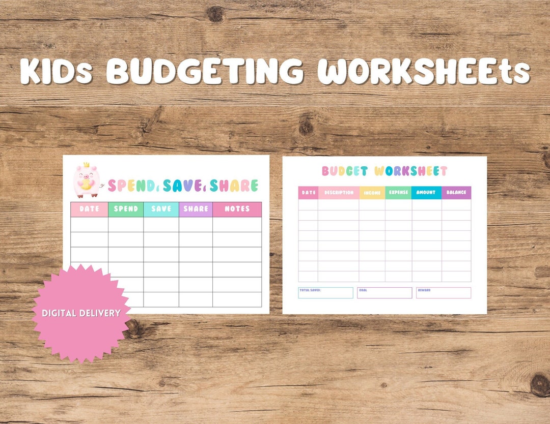Printable Budgeting Worksheet for Kids Spend, Save, Share Financial