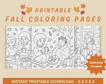 Cozy Herbst Färbung 8 Seiten Bündel + Bonus Seite! | Druckbares Herunterladbares Malbuch zur Entspannung, Stressabbau, lustige Färbung für Erwachsene
