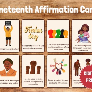 Tarjetas de afirmación del Día de la Independencia para niños: 8 afirmaciones positivas para descargar en formato digital: empoderamiento, diversidad, igualdad: afirmaciones imprimibles