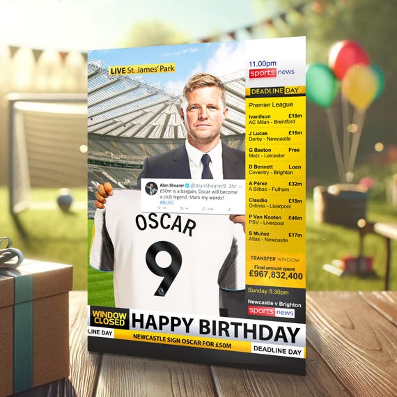 Newcastle United Birthday Card - Personalise With Any Name and Age (0003)
