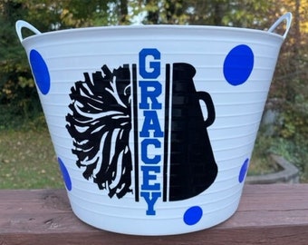Personalized Cheerleading Buckets, Cheer Team Gift, Cheer Team Party, Cheerleading Senior, Senior Night, Custom Gift Basket, Allstar Cheer