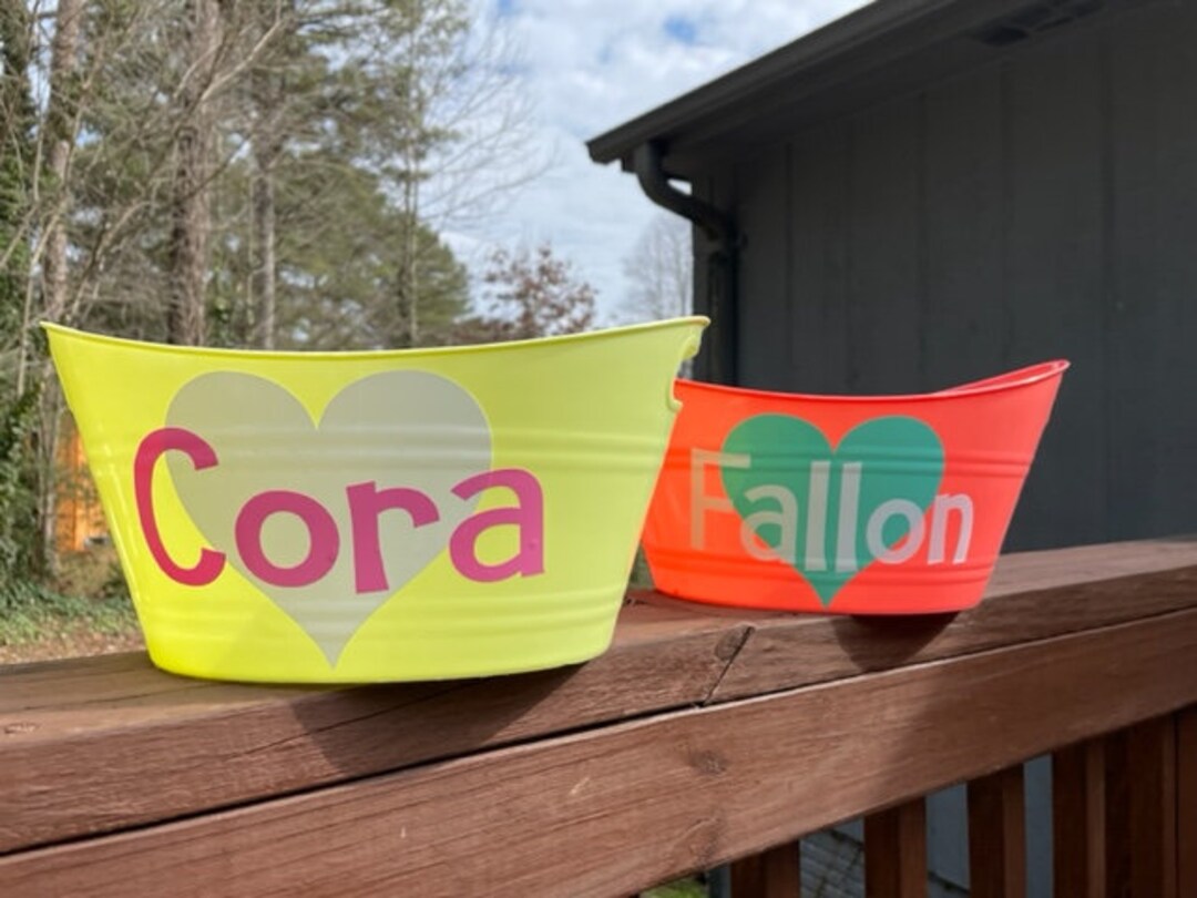 Custom Name Buckets With Heart, Personalized Name Bucket, Bucket With