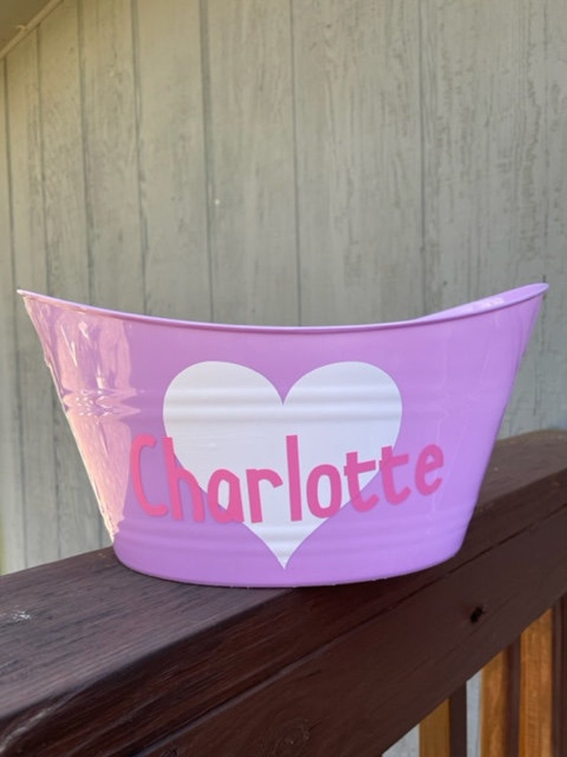 Custom Name Buckets With Heart Personalized Name Bucket Etsy