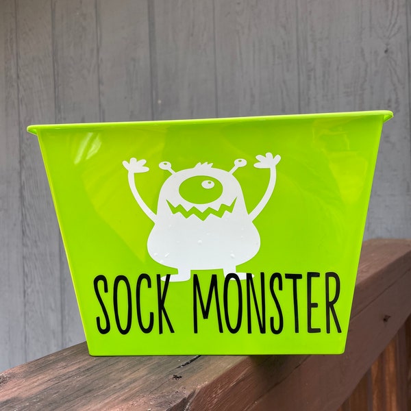 Sock Monster, Sock Bucket, Lost Socks, Laundry Storage, Home Decor for Laundry, Funny Laundry Room, Dorm Room Gift, Housewarming Gift, Home