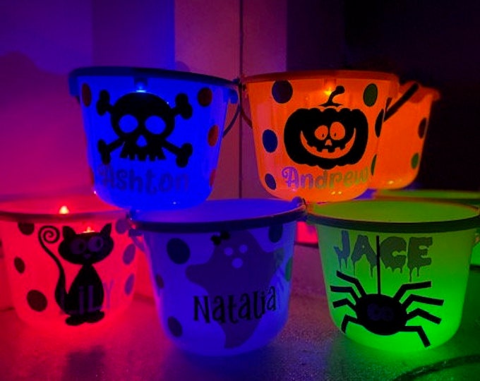 Light up Halloween Buckets, Custom Halloween Buckets, Personalized