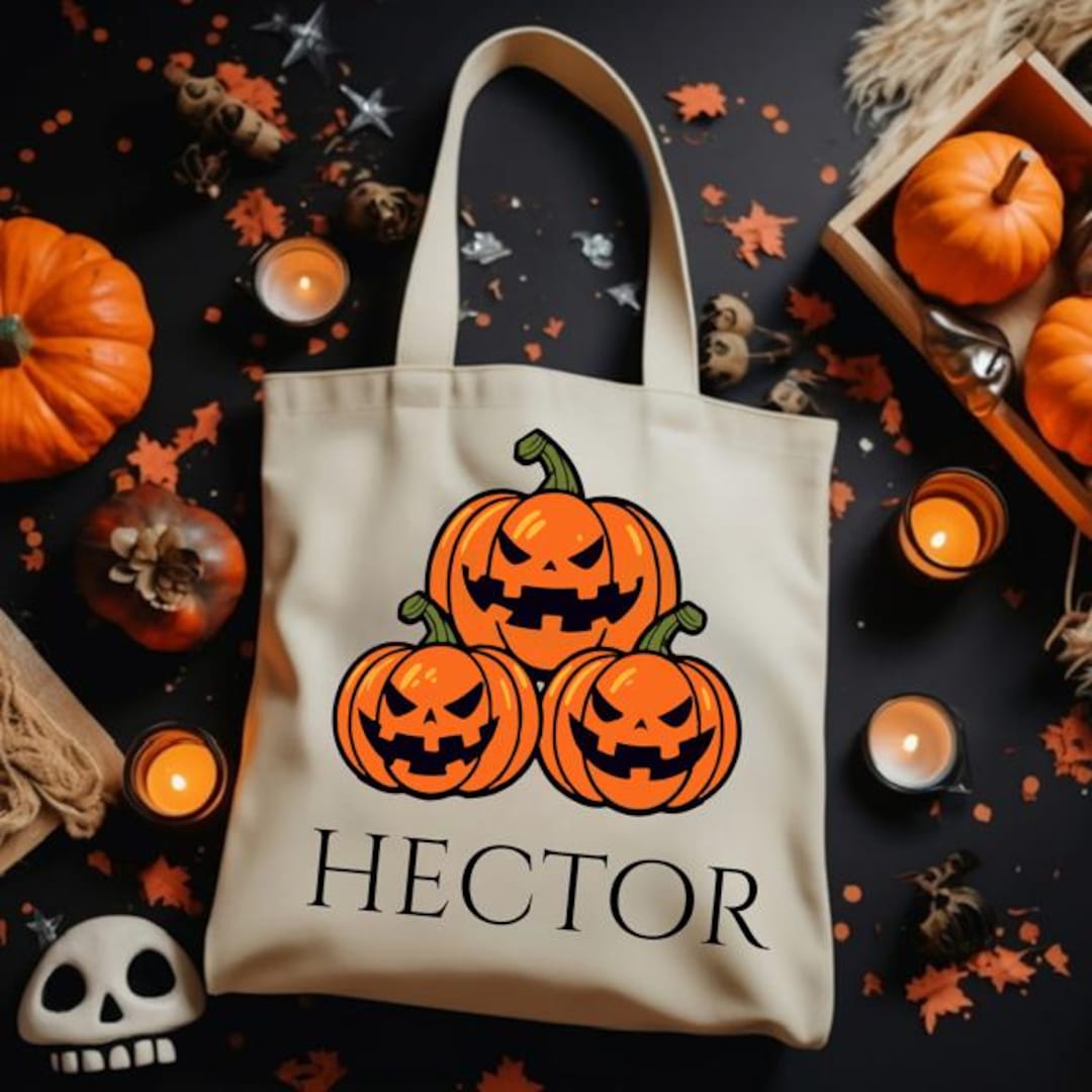 Custom Halloween Bag, Personalized Halloween Canvas Bag, Halloween ...