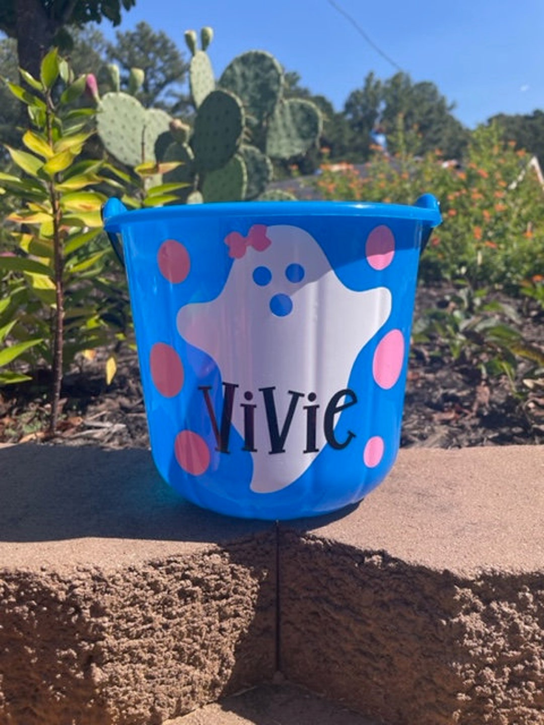 Custom Girly Halloween Buckets, Personalized Halloween Bucket