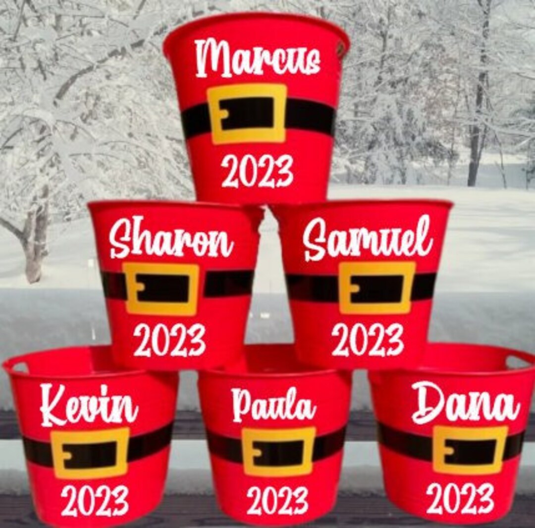 Custom Holiday Name Buckets, Reindeer Christmas Bucket, Bucket With Name, Personalized Gift