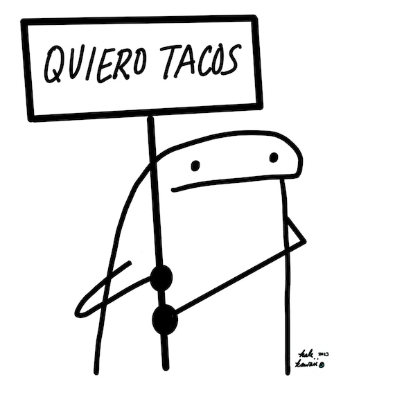 1 Sticker 5x6 Inch QUIERO TACOS FLORK Meme Funny Spanish 