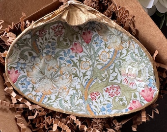 William Morris Trinket-schaal met schelp: groene bloemen sieradenschaal