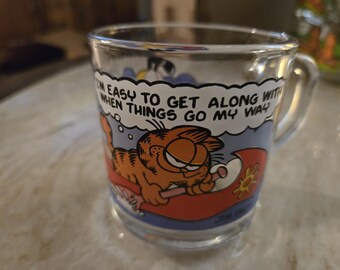 Vintage 1978 McDonald's Glass Garfield Easy to Get Along With Go My Way Mug Cup
