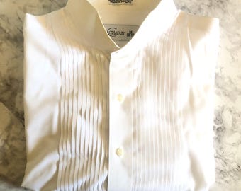 Chaplin White Men's Formal Dress Tuxedo Shirt with Wing Tip Collar